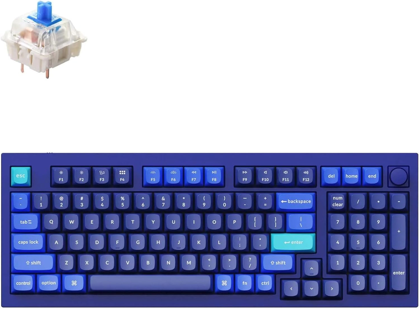 Keychron Q5 Wired Custom Mechanical Keyboard Knob Version, 96% Layout QMK/VIA Programmable Macro with Hot-swappable Gateron G Pro Blue Switch Double Gasket Compatible with Mac Windows Linux (Blue)