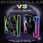 Jungle Leopard Interstellar V3 120mm PC Case Fan Infinity Mirror Module Daisy-Chain 120mm RGB PWM Fan Triple Pack Suitable for Computer Case & 360mm AIO Cooler(Black-3Pack