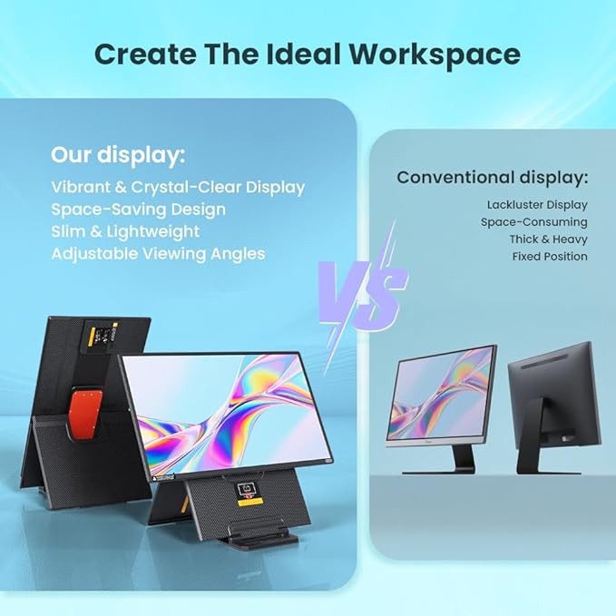 Hyangin 2025 Upgraded 24 Inch Large Portable Monitor for Laptop,1080P FHD 100Hz Portable Screen,120% sRGB IPS Portable Second Monitor with Adjustable Stand for Laptop, MacBook, Phones