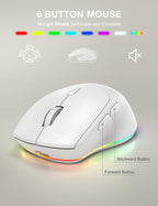 Wireless Keyboard and Mouse Backlits, Wrist Rest, LED Mouse, Rechargeable Ergonomic Keyboard with Phone Holder, Silent Light Up Combo for Computer, Mac, PC, Laptop, Chromebook (White)