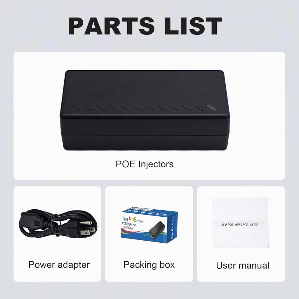 Gigabit PoE+ Injector Adapter - 30W 48V Power Over Ethernet Plus - 10/100/1000Mbps, IEEE 802.3af/at Compliant - Up to 100 M (328 ft) Range, by ThePoEstore