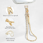 Metal Phone Chain, Crossbody Detachable Phone Lanyard with 1*Wrist Strap & 2* Tether Tabs for iPhone and Smartphones (PaleGold,Extend)