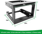 6U Wall Mount Open Frame 19 Inch Server Equipment Rack Wall Mountable Heavy Duty Design - Holds All Networking & AV Gear - Open Frame Includes 2 1U 12in Vented Shelves & Mounting screws (WALL RACK 6U)