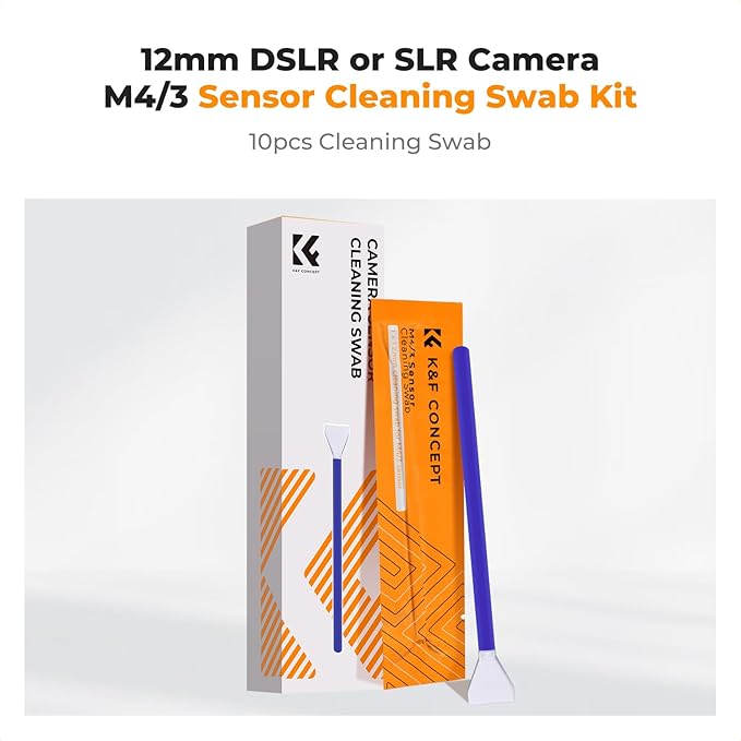 K&F Concept 12mm Micro Four-Thirds 4/3 (MFT) Sensor Cleaning Swab*10, M43 Sensor Cleaning Swab for All Models of M4/3 Camera Sensors, Including M4/3 Cameras from Olympus and Panasonic