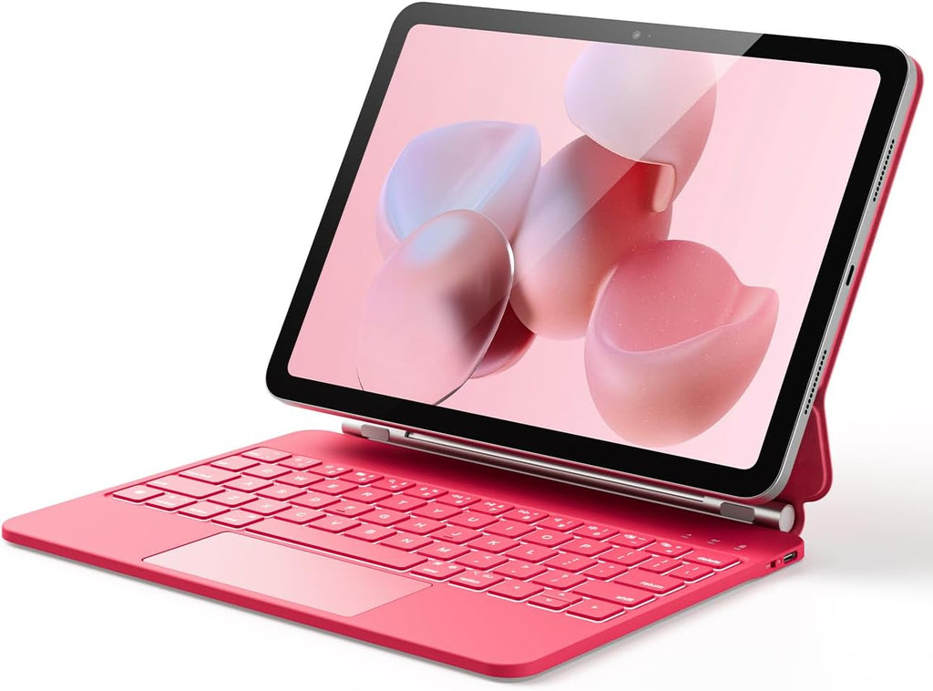 GreenLaw for iPad 11th(A16,2025)/10th(2022) Generation Case with Keyboard, Magic-Style Keyboard Stand, 7 Color Backlit, Stain-Resistant Surface, Multi-Touch Trackpad, Viva Magenta