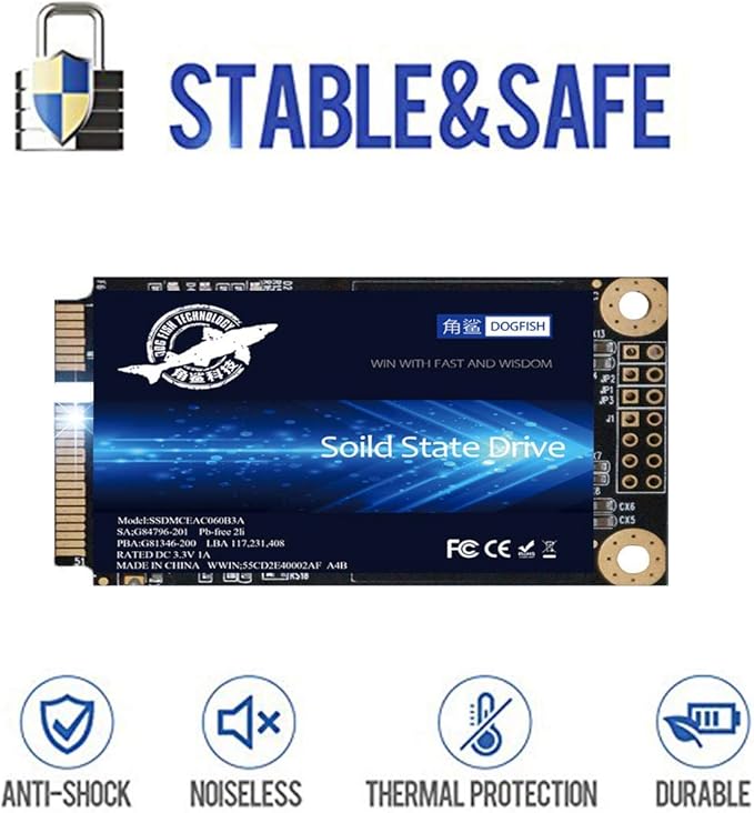 SSD MSATA 64GB Dogfish High Performance Internal Solid State Drive for Desktop Laptop 3 Unit Package Pack [64GB(3 Packs),MSATA]