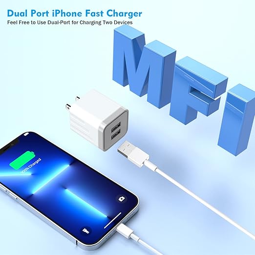 10FT iPhone 16 15 Charger,2Pack Dual Port 20W Fast Charging Block iPad Charger Plug Power Adapter 10Foot USB to USB C Cable Cord for iPhone 16/16 Pro Max/16 Plus/15/15 Plus/15 Pro/iPad Mini6/iPad Air5