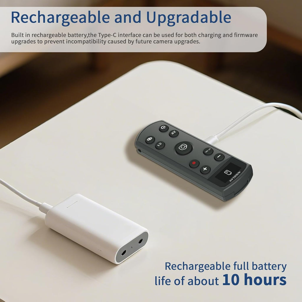 for Sony Camera Rechargeable Shutter Release, AODELAN Wireless Remote Control Zoom Focus Record Compatible with Sony ZV-E10,ZV-1F,ZV-1,A6400,A6700,A7C,A7III,A9,A9 II,DSC-RX0 II,Replace RMT-P1BT(Black)