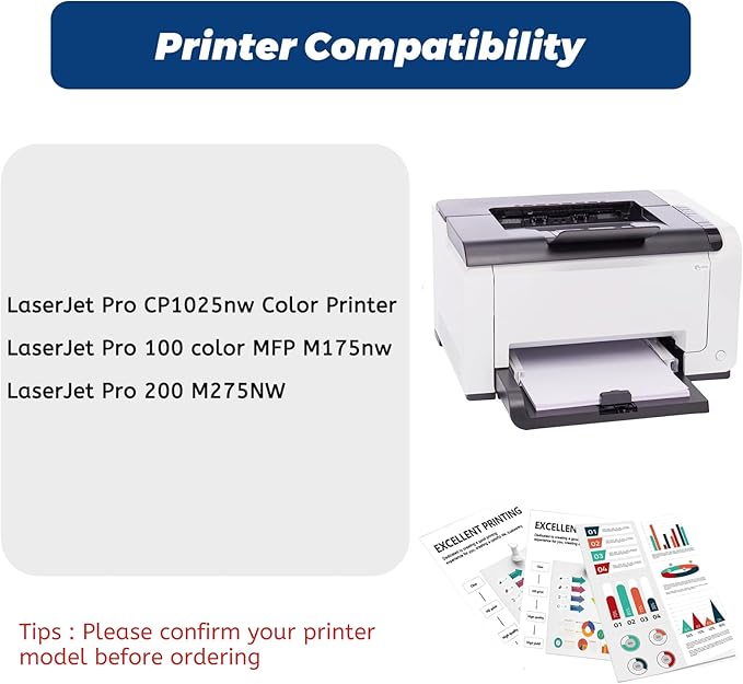 126A Toner Cartridge (with OEM CHIP),Replacement for HP 126 A CE310A CE311A CE312A CE313A for Laserjet Pro 100 Color MFP CP1025nw M175nw,M275 M275NW Printer, 4 Pack Black Cyan Magenta Yellow