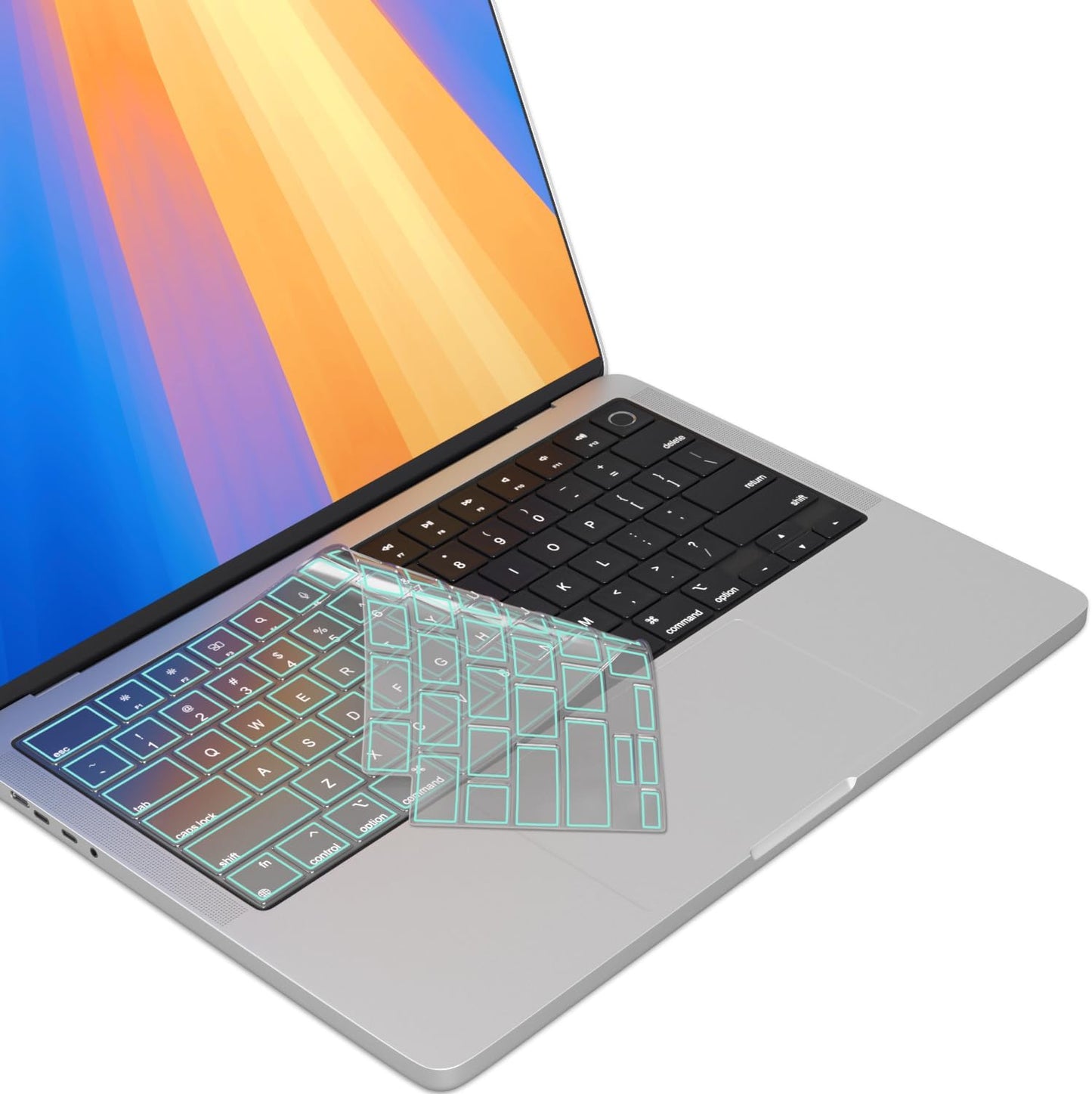 Kuzy Mint Premium MacBook Pro 14 inch Keyboard Cover M4 16" 2025 2024 2023 M3 M2 M1 Pro Max - MacBook Air 13 inch Keyboard Cover 15" M4 - A3240 A3241 A3401 A3403 A3114 A3113 - US Layout TPU, Mint