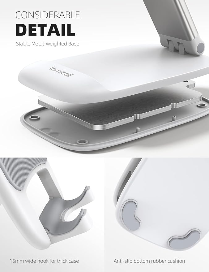 Lamicall for Mother Mom, White Phone Stand, Birthday Gifts for Father Teens Girls Boys Desk Accessories for iPhone Holder