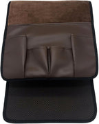 Wanty Velvet Sofa Couch Chair Armrest Soft Caddy Organizer Holder for Remote Control, Cell Phone, Book, Pencil (Brown)