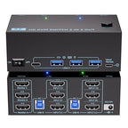 KVM Switch 3 Monitors 2 Computers 8K@60Hz/4K@120Hz, HDMI KVM Switches for 2 PC Sharing Triple Monitor and Keyboard Mouse with Power Adapter, Wired Extend Controller and USB3.0 Cables