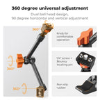 K&F Concept 11" Magic Arm Clamp Kit with ARRI 1/4" & 3/8" Thread Screw 360° Ball Heads Articulating Arm Camera Adapter for DSLR, Monitor, LED Light, Microphone, Camera Cage, Action Camera