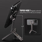 Magnetic Tripod for iPhone 12/13/14/15/16 & MagSafe Cases | Handy Phone Stand | 20 N52 Magnets Inside, Cold Shoe Mount, 1/4" Screw & Foldable Hook