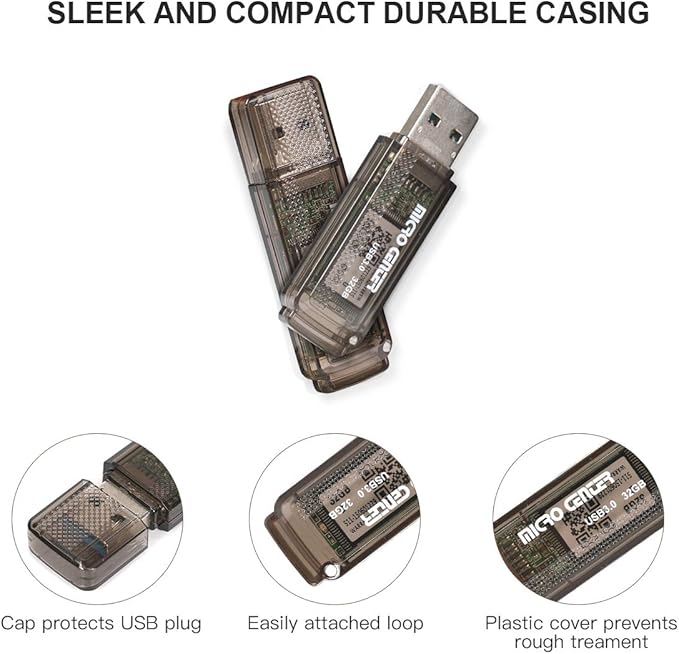 INLAND Micro Center SuperSpeed 5 Pack 32GB USB 3.0 Flash Drive Gum Size Memory Stick Thumb Drive Data Storage Jump Drive (32G 5-Pack)