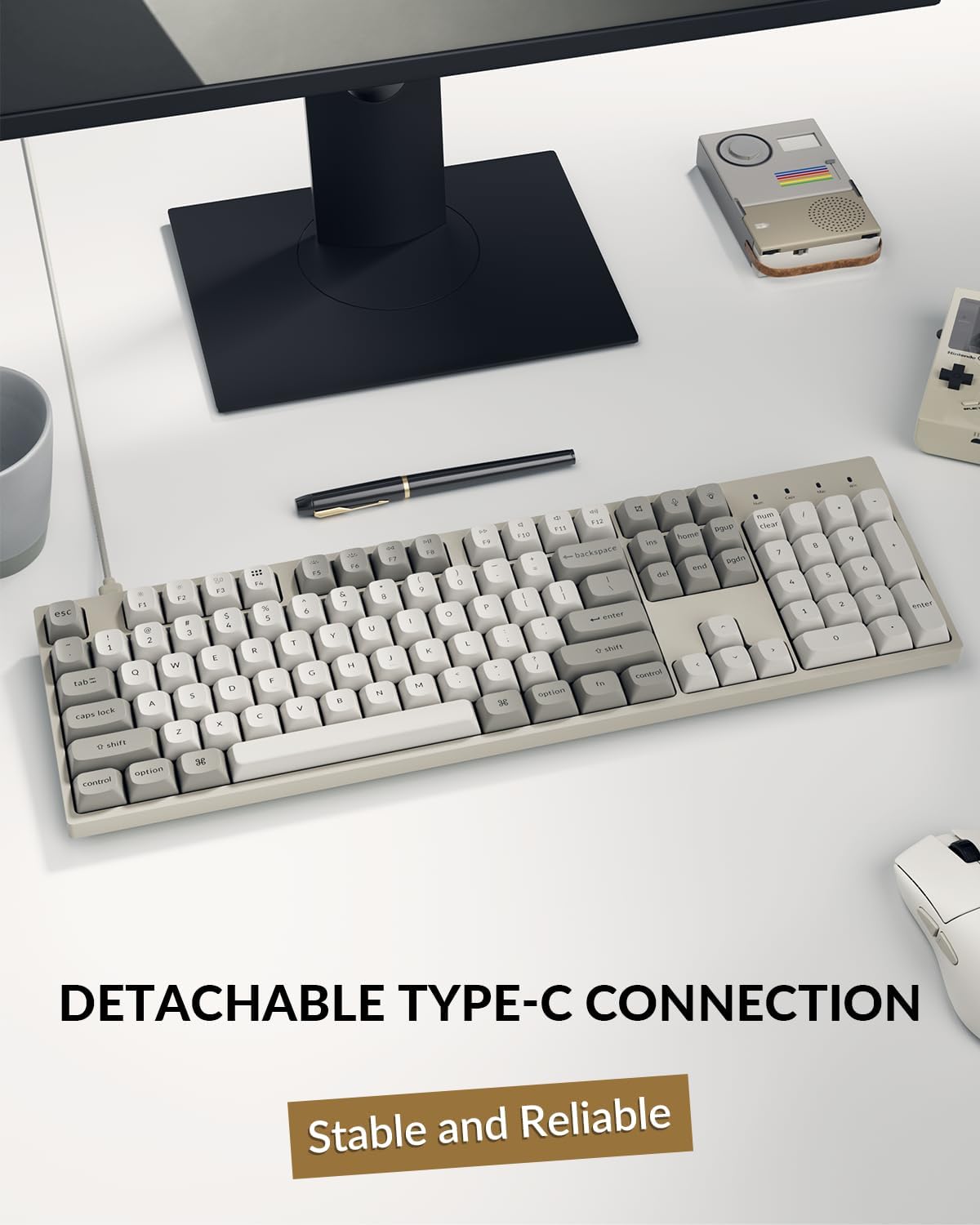 Keychron C2 Pro Wired Mechanical Keyboard with 8K Hz Polling Rate, Full Size Custom RGB Backlit Hot-Swappable, Non-Shine Through PBT Keycaps Compatible with Mac Windows Linux (Silent Banana Switch)