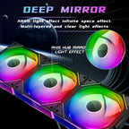 Jungle Leopard Interstellar V1 120mm PC Reverse Blade Case Fan, Infinity Mirror Module Daisy-Chain 5V ARGB PWM PC Fan Triple Pack Suitable for Computer Case & CPU Cooling(Black-3 Pack)