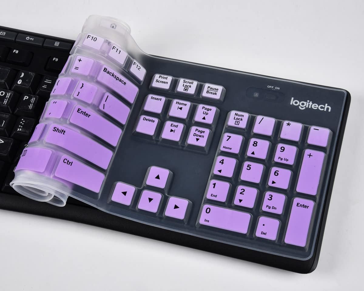 Keyboard Cover for Logitech MK370 MK270 MK295 Keyboard, Logitech MK270 K270 MK260 Keyboard Cover Skin Protector - Gradual Purple
