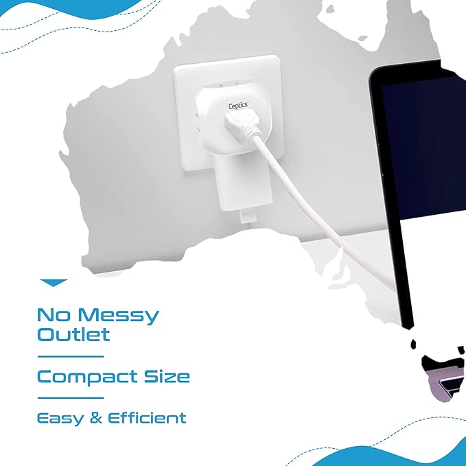 Ceptics Australia, New Zealand, China Travel Plug Adapter - 4 Input - Ultra Compact - Light Weight - USA to Any Type I Countries Such as New Zealand and More - 2 Pack (PT-16), White