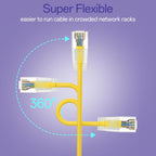 Cat6a Patch Cables 1ft (24 Pack) Slim, Cat6 Ethernet Patch Cable Pure Copper, Flexible Cat 6 Patch Cable 550MHZ 10G, Space-Saving Cat 6A Network Cables for Patch Panel, Yellow
