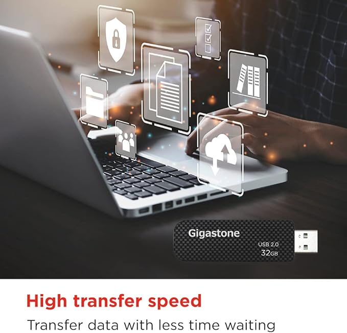 GIGASTONE V30 32GB USB 2.0 Flash Drive, Retractable Sliding Design Pen Drive, Carbon Fiber Style Thumb Drive, Reliable Performance & Durable