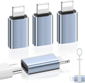 MoKo USB C to Lightning Adapter 4 Pack, Not for Audio/OTG, Lightning Male to USB C Female Adapter for iPhone 14/13/12/11/X Series, iPad/AirPods, Charging & Data Sync, with Anti-Lost Loop, Gray