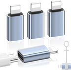 MoKo USB C to Lightning Adapter 4 Pack, Not for Audio/OTG, Lightning Male to USB C Female Adapter for iPhone 14/13/12/11/X Series, iPad/AirPods, Charging & Data Sync, with Anti-Lost Loop, Gray