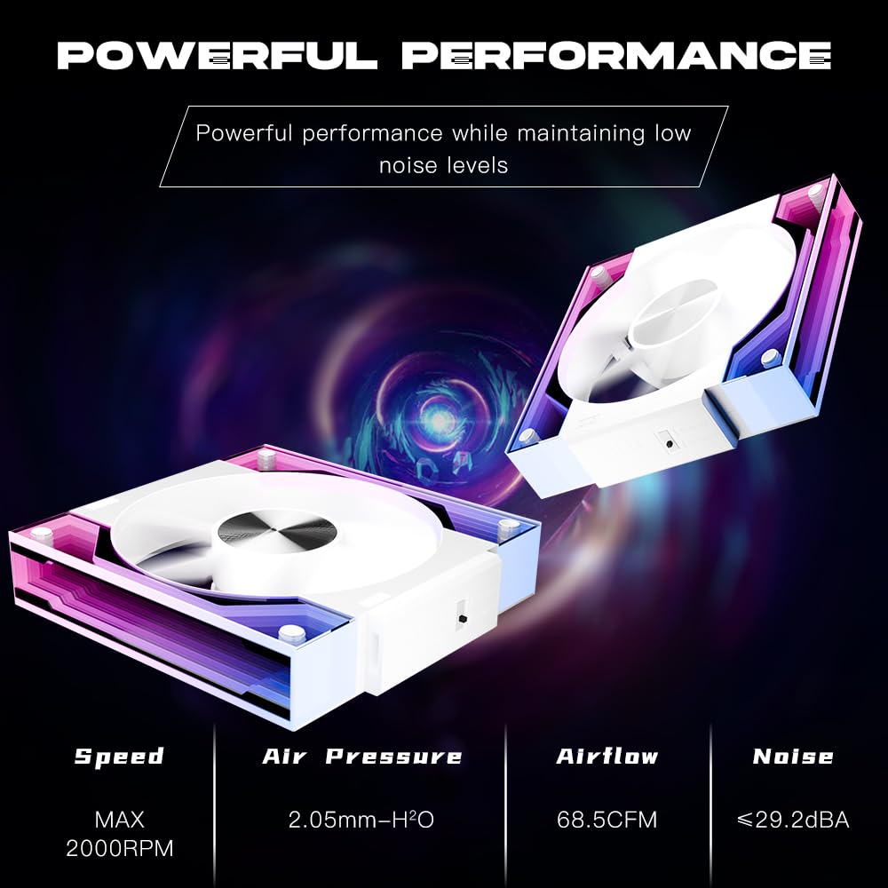 Jungle Leopard Interstellar V3 120mm PC Case Fan Infinity Mirror Module Daisy-Chain 120mm RGB PWM Fan Triple Pack Suitable for Computer Case & 360mm AIO Cooler(White-3Pack
