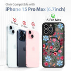 AIGOMARA Magnetic Case for iPhone 15 Pro Max [Compatible with MagSafe] Cute Pink Blue Flower Floral Pattern Soft TPU Bumper Hard PC Back Anti-Fall Shockproof Protective Slim Cover for Women Girls