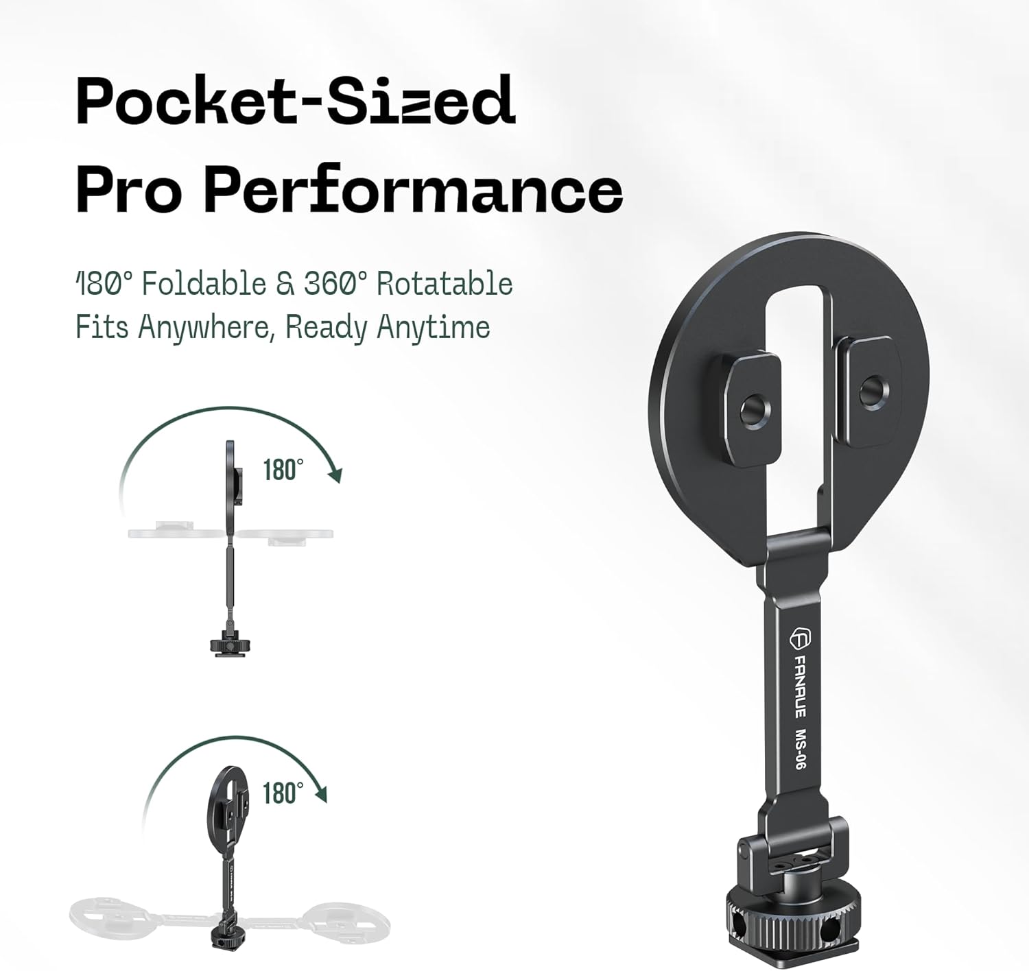 FANAUE MS-06 Magnetic Cold Shoe Mount | 360° Rotatable & Foldable | Aluminum Alloy Strong Magnetic Attachment | for Cameras, Phones, Microphones, and Photography Accessories