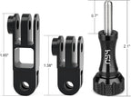 HSU Aluminum Alloy Metal Adjust Arm Straight Joints Mount, Long and Short Vertical Direction Straight Joints Mount for Gopro Hero 13 12 11 10 9 8 7 6 5, AKASO Campark and Other Action Cameras (Black)
