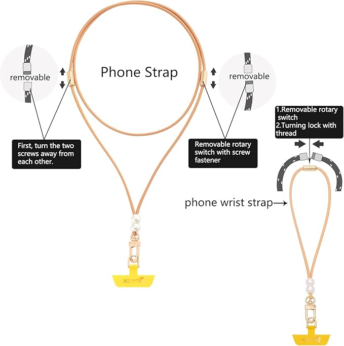 cell phone lanyard Detachable Phone Chain Strap Leather 2-in-1 phone wrist strap