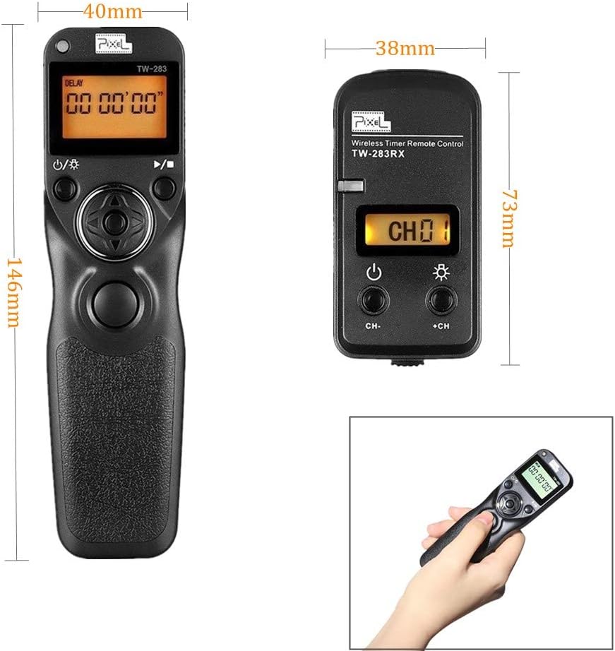 Pixel Wireless Timer Remote Shutter Release TW283-S2 Wireless Remote Control Wire Release Compatible with Sony a1 a9 a7 a7R a7S a6600 a6500 a6400 a6300 a6100 a6000 a5000 RX100II RX10 RX0 a68 ZV-1 HX99