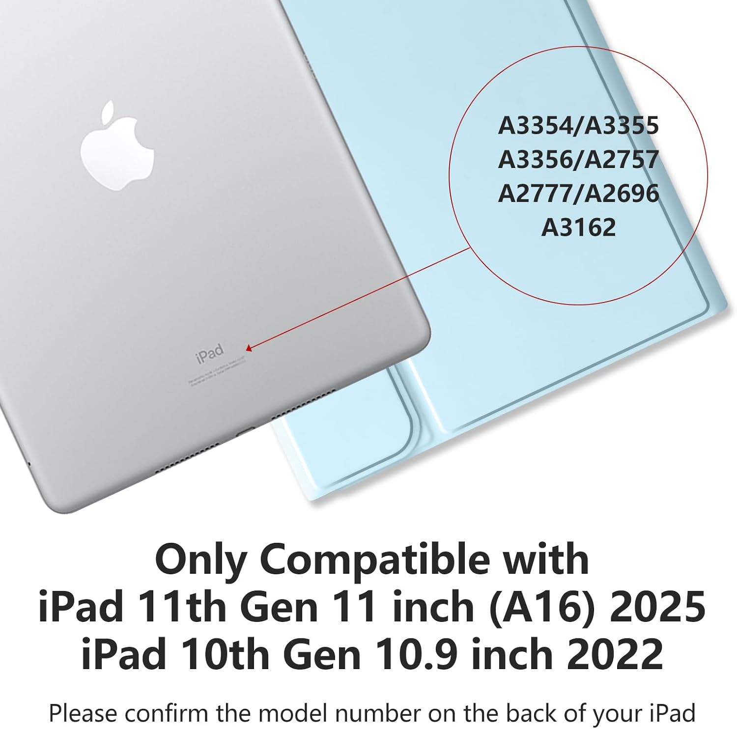 MMK iPad A16 Case (2025, 11"), iPad 10th Generation Case with Keyboard (2022, 10.9"), Wireless Detachable Keyboard, Pencil Holder (Blue)