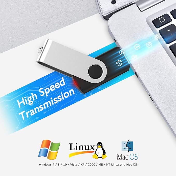 KOOTION 10 Pack 32GB Flash Drive USB 3.0 Thumb Drive USB Drives Jump Drives Keychain Memory Stick Black