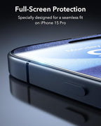 ESR 3 Pack for iPhone 15 Pro Privacy Screen Protector, Anti-spy Tempered-Glass Privacy Screen Protector with Flawless Fit Tray, Micro-curved Edges, Case Friendly