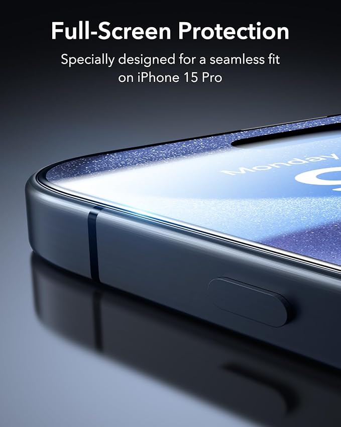 ESR 3 Pack for iPhone 15 Pro Privacy Screen Protector, Anti-spy Tempered-Glass Privacy Screen Protector with Flawless Fit Tray, Micro-curved Edges, Case Friendly