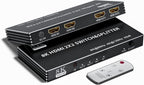 2x2 HDMI Switch Splitter, HDMI 2.1 Switcher 2 in 2 Out 8K@60Hz 4K@120Hz, w/IR Remote Control, Supports HDCP 2.3 HDR, HDR10, HDR 10+, 3D