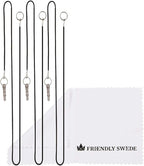 The Friendly Swede Stylus Pen for Touchscreen — 3-Pack 5.5" High Precision Stylus Pen with Replaceable Thin Tips, Elastic Lanyards & Screen Cleaning Cloth - Black/Blue/White