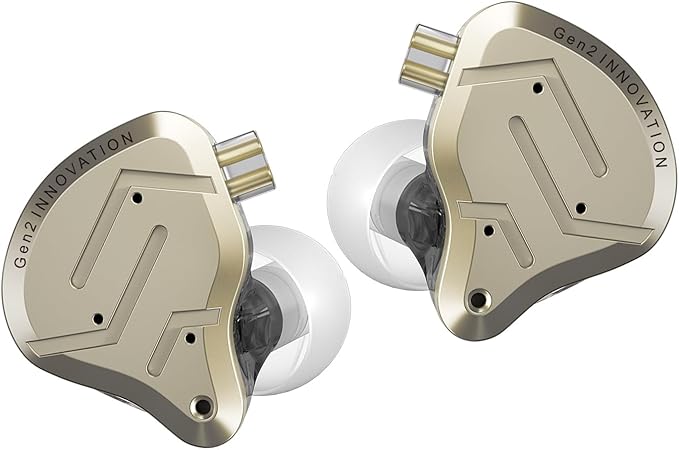 KZ ZSN Pro 2 in-Ear Monitors Headphones Metal Earphones 1BA+1DD Hybrid Technology HiFi Bass Clear Sound IEMs Noise Cancellation Earbuds Wired for Musicians Singer Audiophile(Yellow,with Mic)