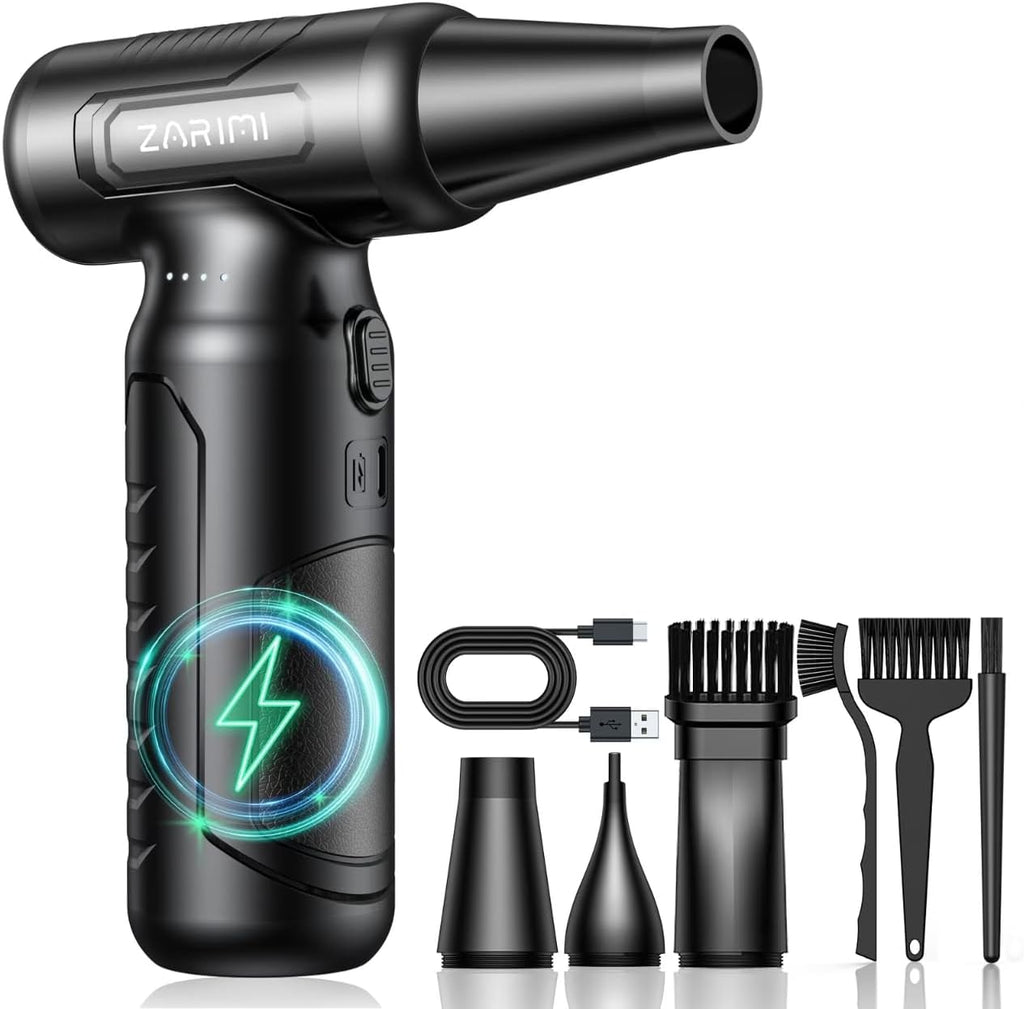 Electric Compressed Air Duster - 33,0000 RPM High-Speed Air Blower Gun, Rechargeable Mini Turbo Fan Cordless for Keyboard, PC, Car, Home & Outdoor Cleaning Dust, Replaces Compressed Air Cans