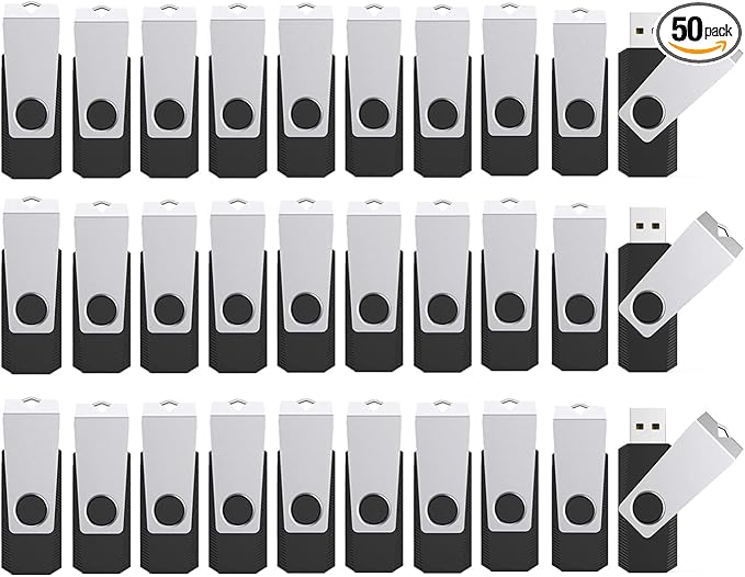 (Not 128GB) 128MB Flash Drives 50 Pack, Wooolken USB 2.0 Thumb Drive with Lanyards Bulk USB Sticks for Weddings,Office, School, Data Storage Backup