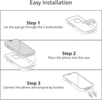 alto Crossbody Phone Lanyard: detachable patch, nylon strap with Italian leather pad, for iPhone and android full body phone cases (Raven Black)