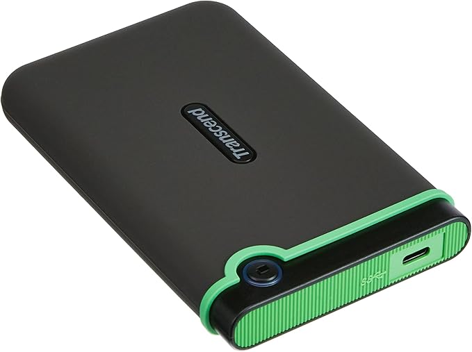 Transcend 2TB SJ25M3C, USB 3.1 Portable Hard Drive Rugged, Anti-Shock Resistant, Compact and Lightweight with Lightning-Fast Speeds, One Touch Backup Button, Type C, Iron Grey - TS2TSJ25M3C