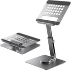 360° Rotating Tablet Stand - Adjustable iPad Tablet Holder for Desk, Foldable iPad Swivel Stand for Home & Office (Charcoal Gray)