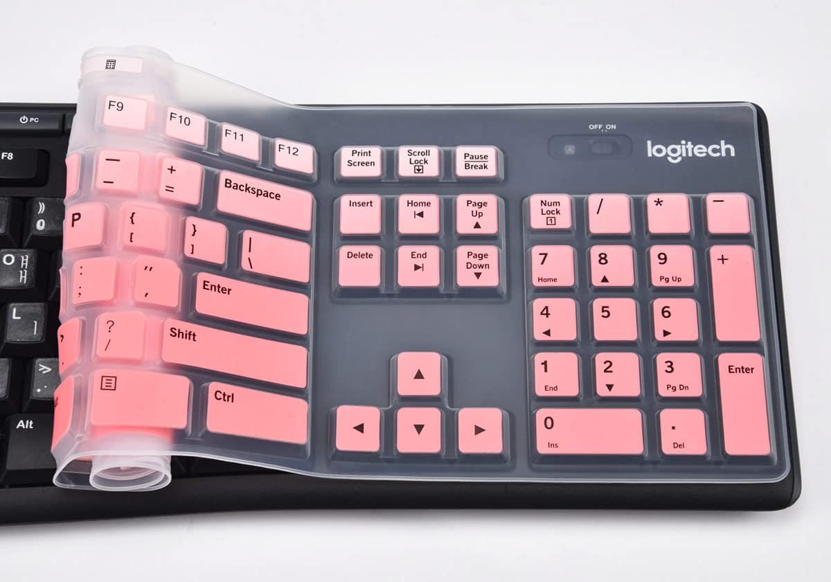 Keyboard Cover for Logitech MK370 MK295 MK270 K270 Wireless Keyboard, Logitech MK370 MK270 Keyboard Skin Protector - Gradual Pink
