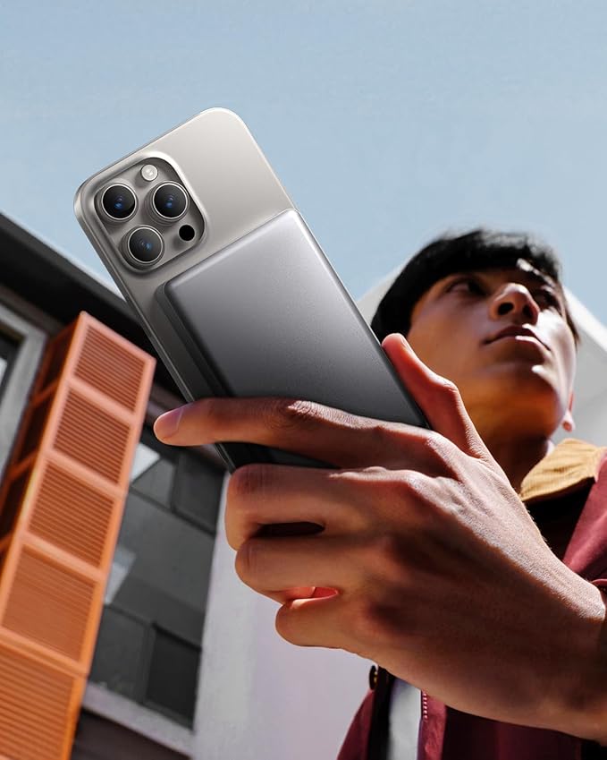 10,000mAh MagSafe Power Bank Ultra Slim, Magnetic Wireless Charger with USB-C Cable, Fast Charging Portable Battery for iPhone 16/15/14/13/12 Series, All-Metal Design