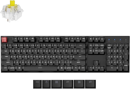 Keychron K10 Full Size Layout White LED Backlit Hot-Swappable Mechanical Keyboard for Mac Windows, 104-Key Bluetooth Wireless/USB Wired Computer Keyboard with Keychron Super Banana Switch(Version 2)