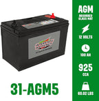 Interstate Batteries Marine Deep Cycle Battery 12V 100Ah 925CCA (31-AGM5) Pure Matrix Power Commercial Battery Pure Lead AGM Replacement (Group 31) Auxiliary Units APU, Starting Engines, Heavy Duty